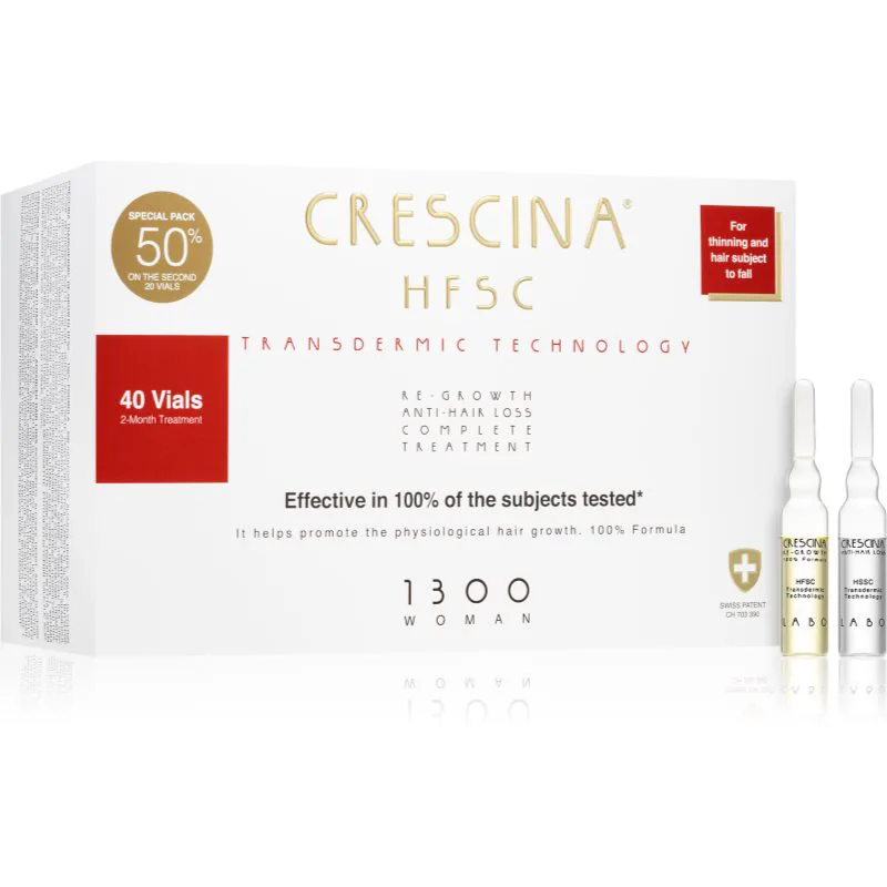 Crescina Transdermic 1300 Re-Growth and Anti-Hair Loss θεραπεία ανάπτυξης μαλλιών κατά της τριχόπτωσης για γυναίκες 40x3,5 ml