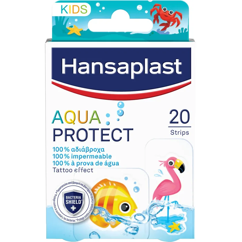 Hansaplast Aqua Protect Kids Αδιάβροχα Παιδικά Επιθέματα σε Δύο Διαφορετικά Μεγέθη που Προστατεύουν Πλήρως την Πληγή 20 Τεμάχια
