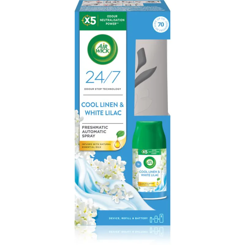 Air Wick Freshmatic Cool Linen & White Lilac αυτόματο αποσμητικό χώρου με ανταλλακτικό 250 ml