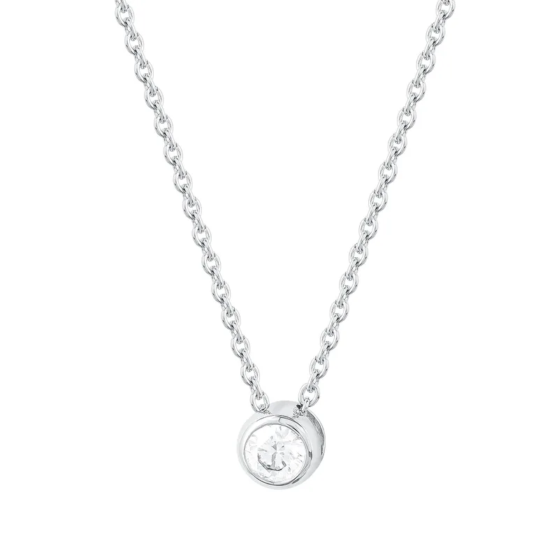 Diamond Group Koλιέ Μονόπετρο Με Διαμάντι Brilliant από Λευκό Χρυσό 18 Καρατίων DKL2043