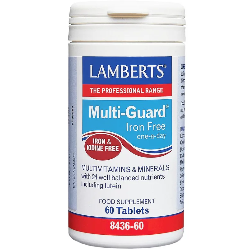 Lamberts Multi-Guard Iron & Iodine Free Συμπλήρωμα Διατροφής Πολυβιταμινών & Μετάλλων Χωρίς Σίδηρο & Ιώδιο για Ενέργεια, Τόνωση & Κάλυψη Διατροφικών Αναγκών για Άτομα Άνω των 50 Ετών 60tabs
