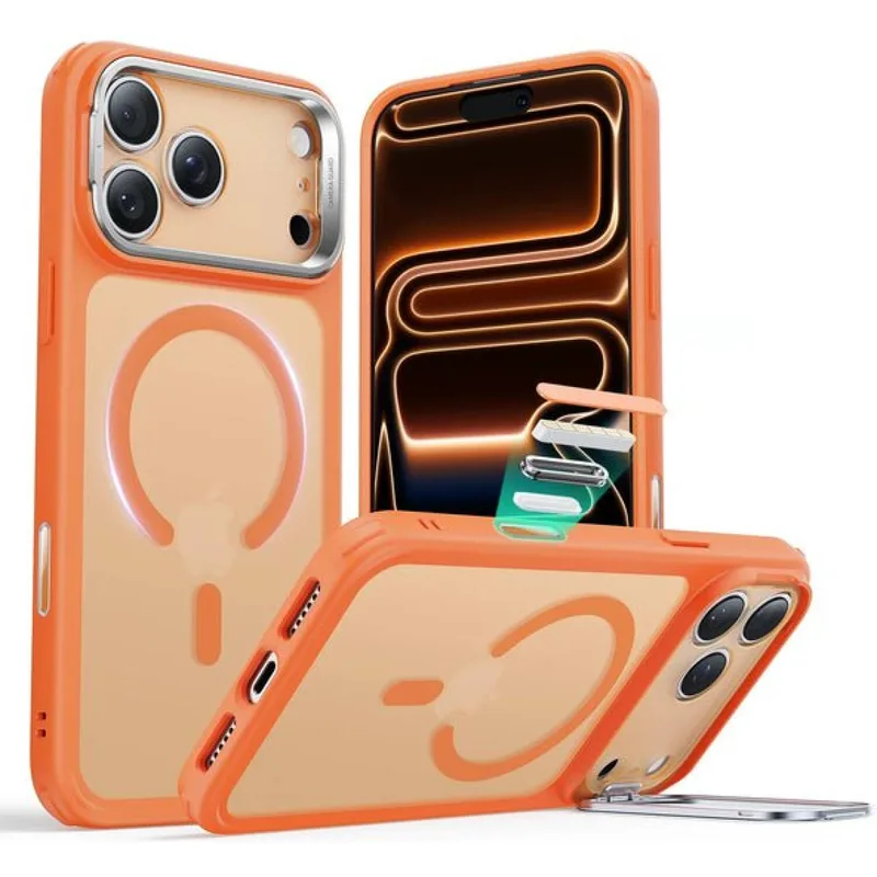 Θήκη iPhone 17 Pro ESR Classic Hybrid Magnetic with Stash Stand Ανθεκτική με MagSafe / Kickstand & Κάλυμμα για Camera Control - Frosted Πορτοκαλί (4894240291641)