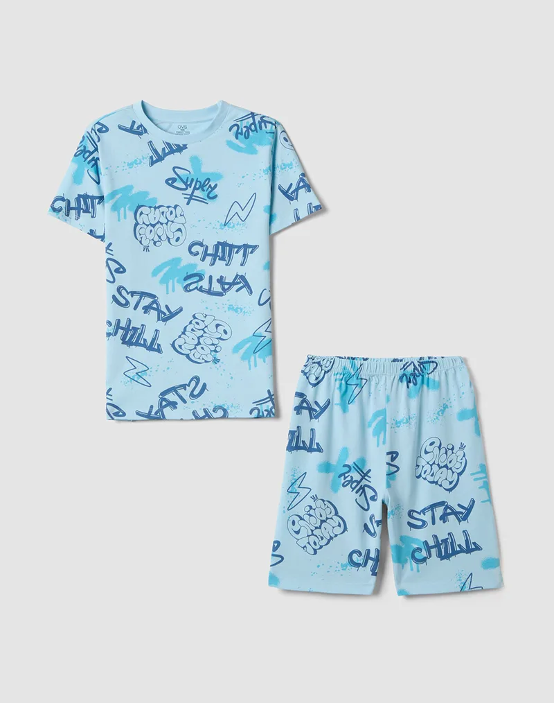 OVS SP PJA SHORT 10-15 2619151-SUMMER SONG LightBlue
