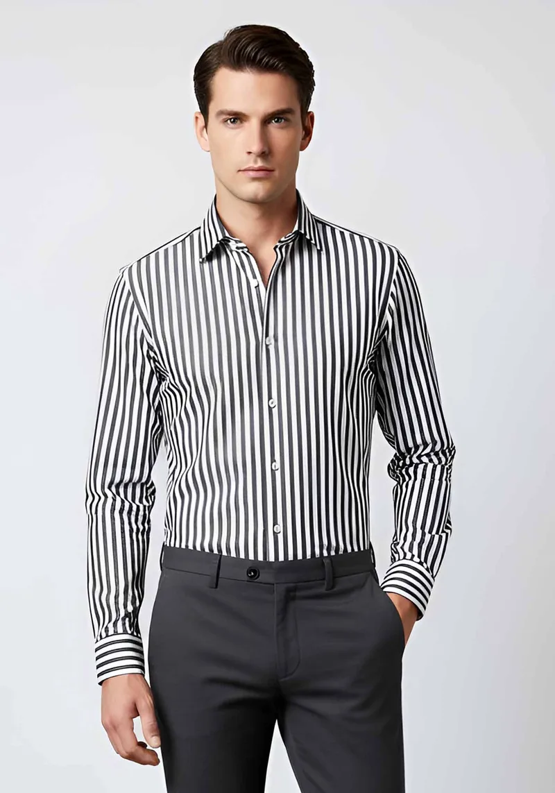 Fragosto Πουκάμισο της σειράς Stripe - FRST25 1515 2 Black