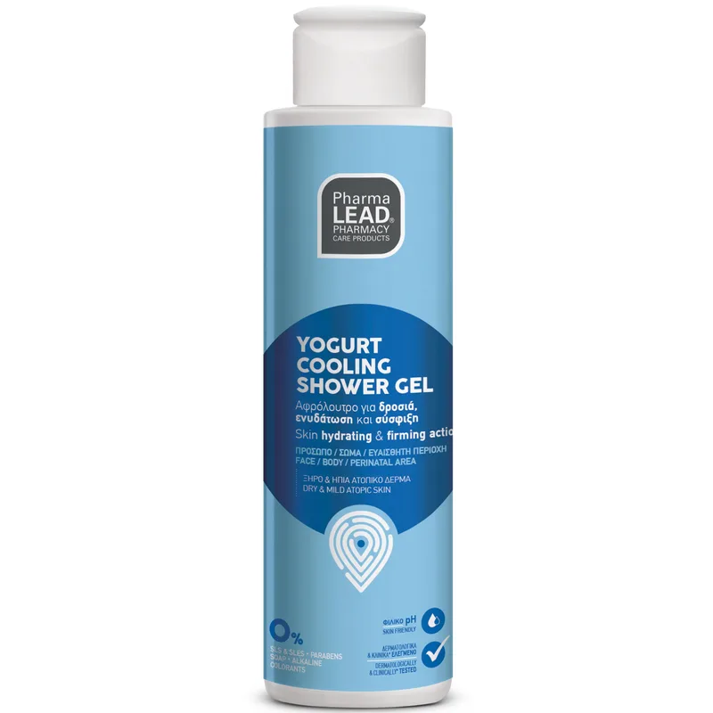 Pharmalead Yogurt Cooling Shower Gel Travel Size 100ml Ενυδατικό Καθαριστικό Gel για Πρόσωπο, Σώμα & Ευαίσθητη Περιοχή για Ξηρές Επιδερμίδες