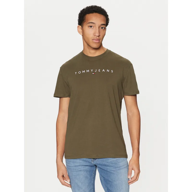 Tommy Jeans T-Shirt Linear Logo DM0DM20744 Πράσινο Regular Fit