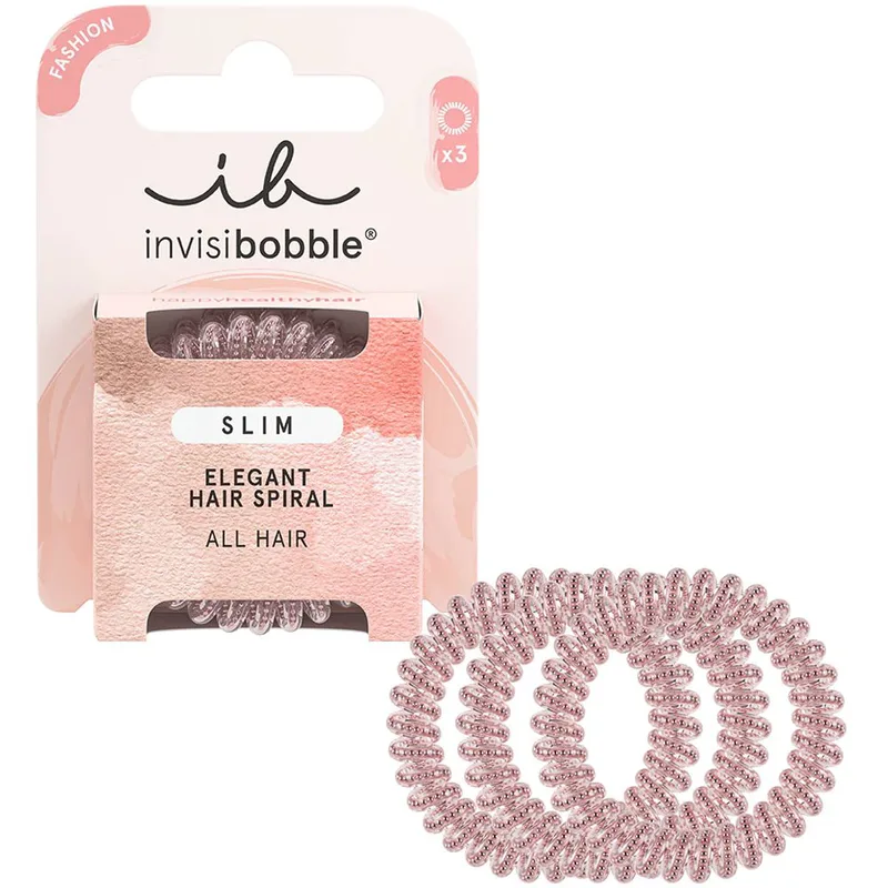 Invisibobble Slim Elegant Hair Spiral Λαστιχάκια Μαλλιών για Κομψό Δέσιμο & Στυλ 3 Τεμάχια - Ροζ Monocle