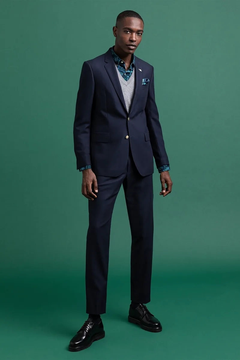 Gant ανδρικό παντλόνι μονόχρωμο "Wool" - 1505065 Μπλε Σκούρο