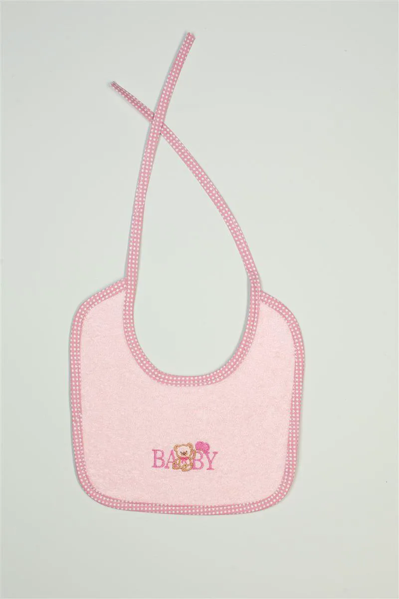 Σαλιάρα Βαμβακερή Με Κέντημα Baby Bear 162 25x25εκ. Ροζ DimCol