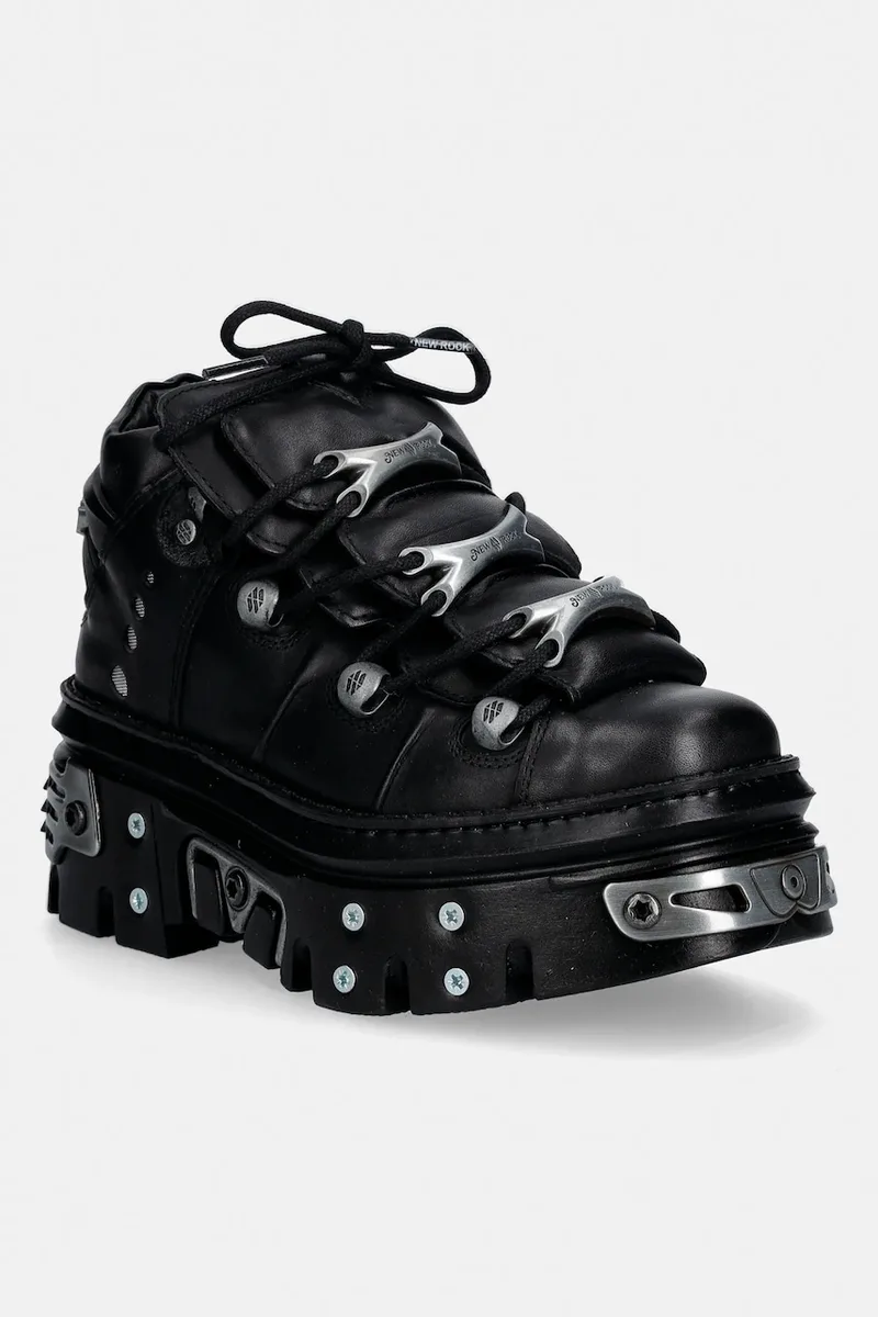 Δερμάτινα sneakers New Rock CRUST NEGRO, REACTOR NEGRO E14 casco +