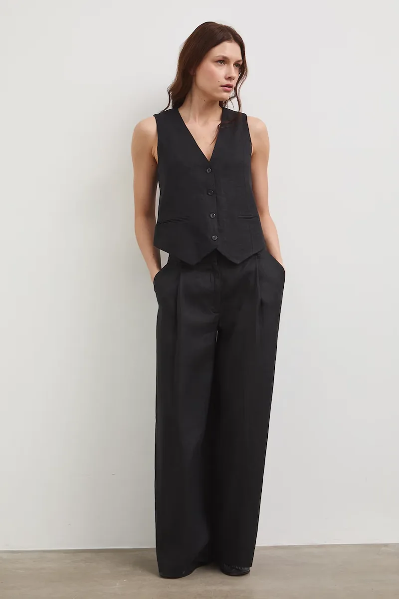 Medicine Παντελόνι wide leg Γυναικείο λινό