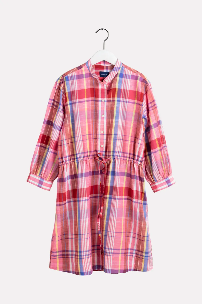 Gant γυναικείο mini καρό φόρεμα με κουμπιά - 4503082 Ροζ