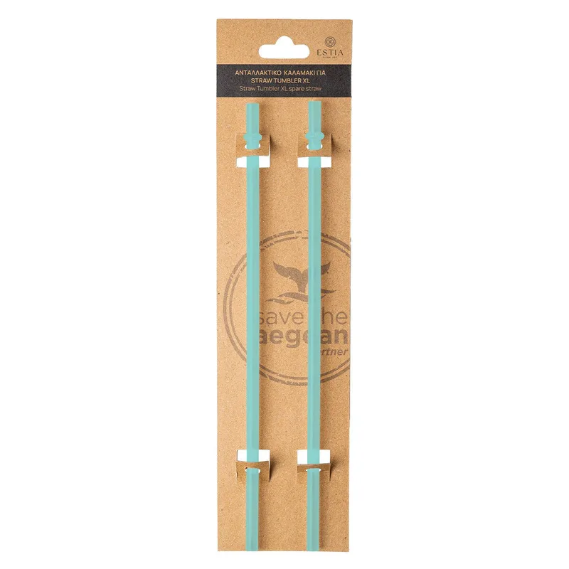 Estia Ανταλλακτικά Καλαμάκια Straw Tumbler Xl 1200Ml Bermuda Green 2 Τεμ