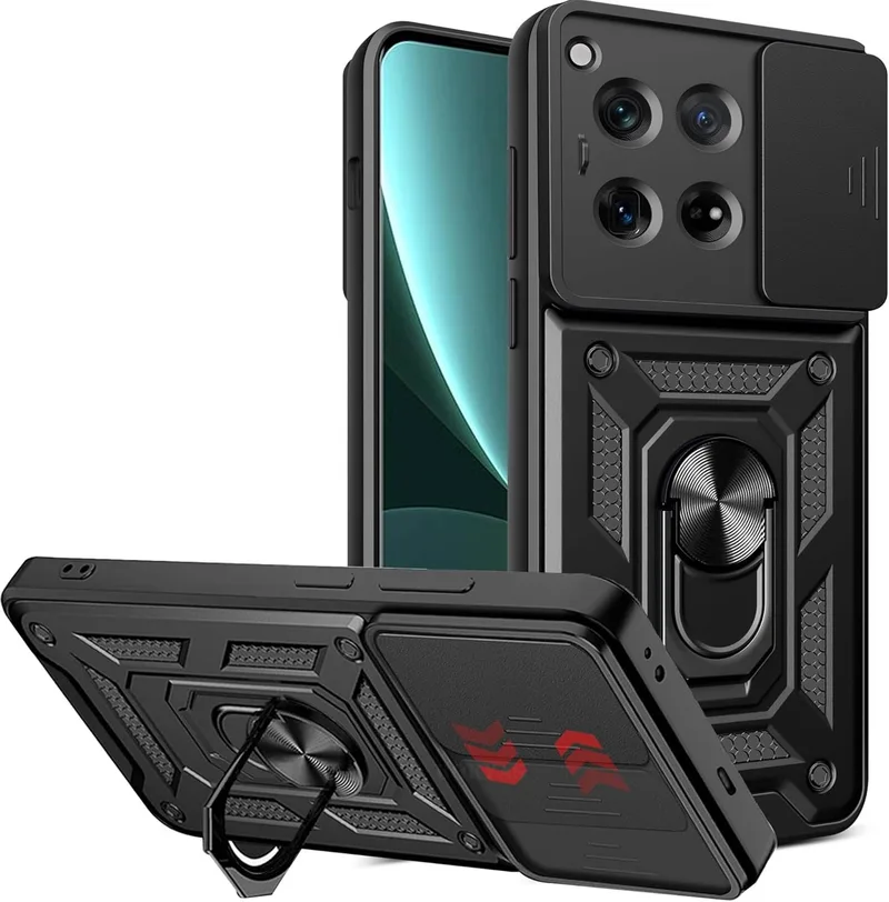 Θήκη OnePlus 12 Bodycell Armor Slide Ανθεκτική με Κάλυμμα για την Κάμερα & Μεταλλικό Ring Holder - Black (5206015080104)