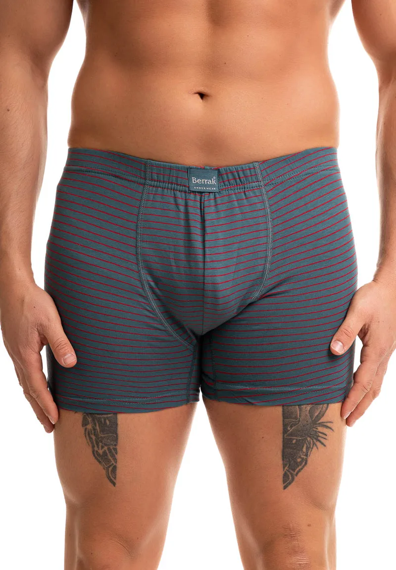 Boxer με εσωτερικό λάστιχο ριγέ Berrak BRK4411-Ανθρακί