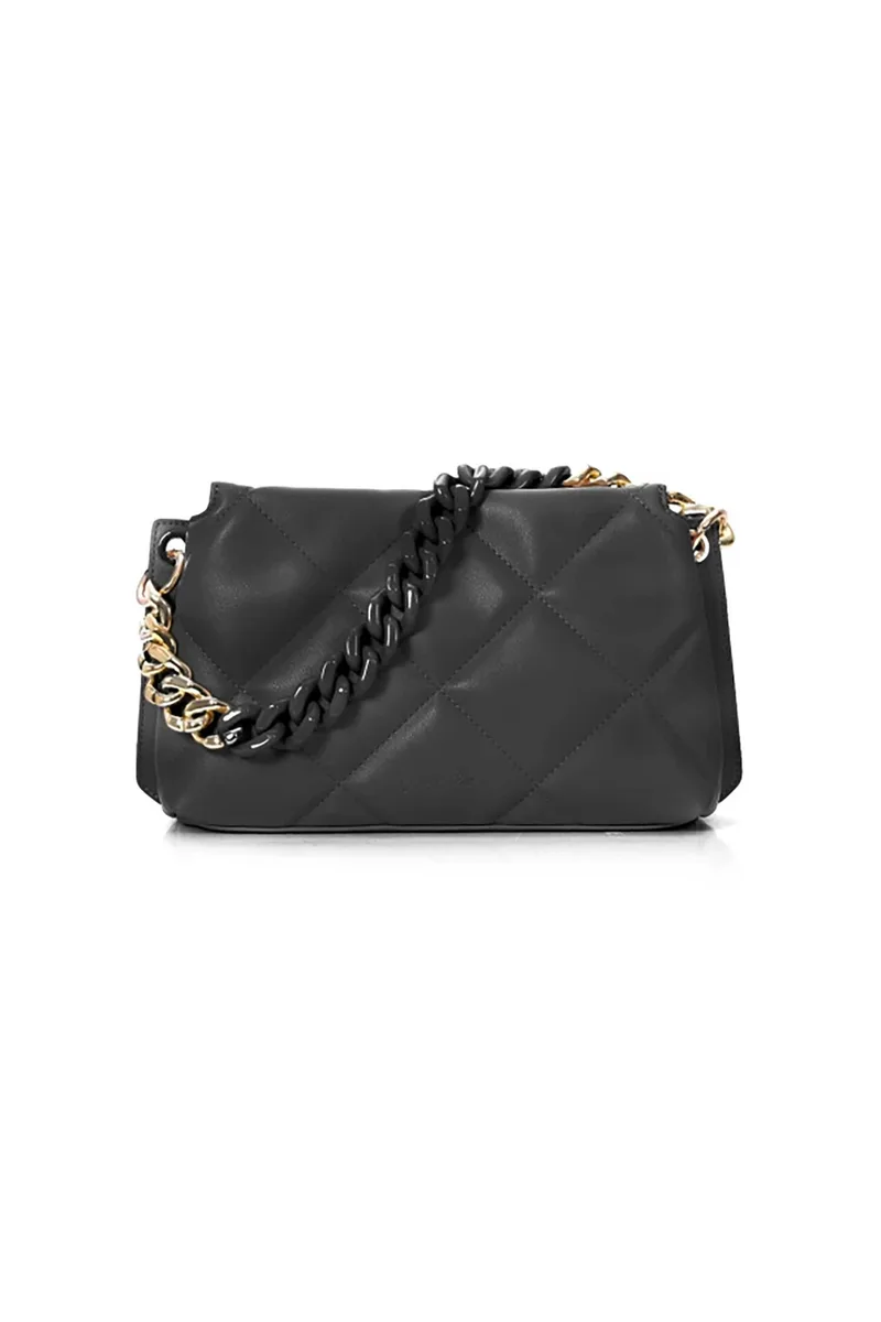 Folli Follie γυναικεία καπιτονέ τσάντα crossbody "Hype me up" - CB24P016GK Μαύρο