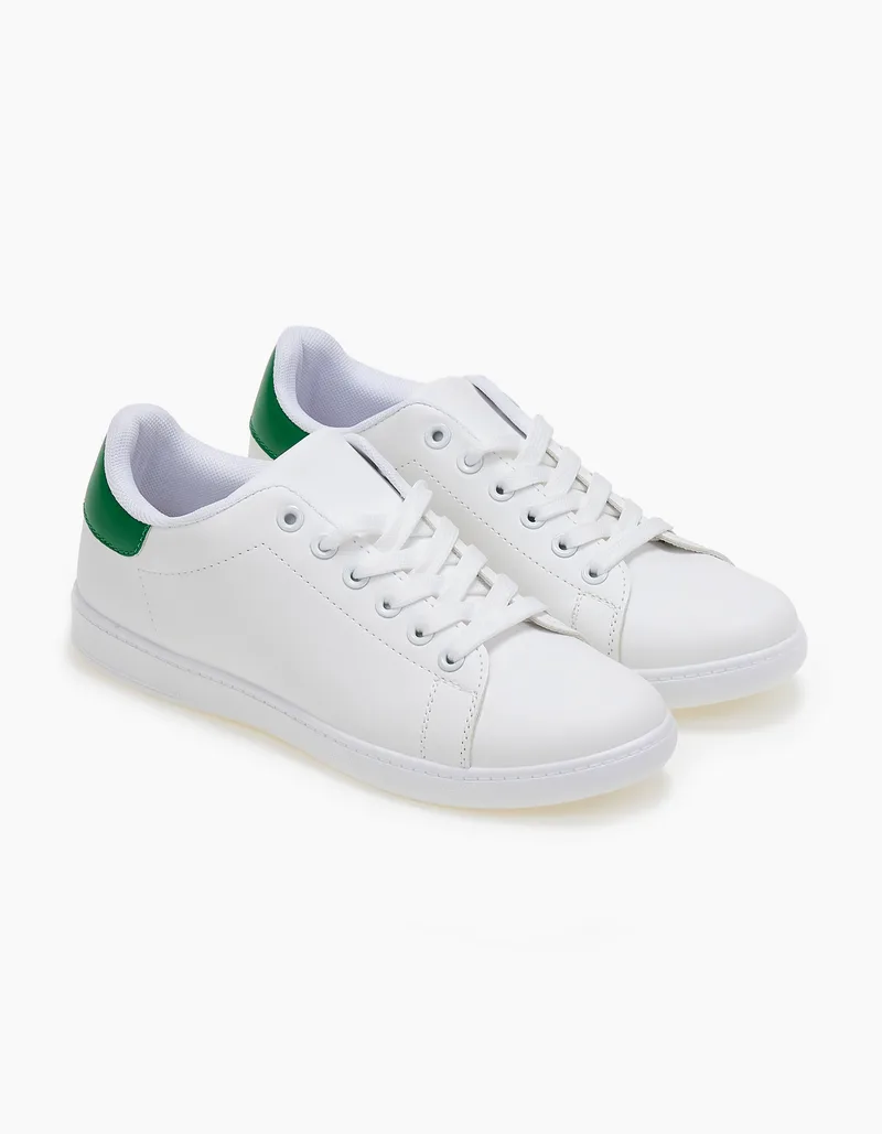 Basic sneakers με κορδόνια - Πράσινο