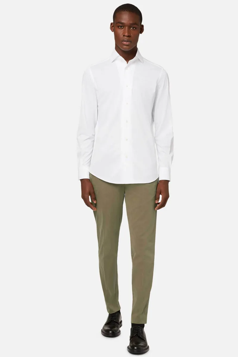 Boggi Milano ανδρικό παντελόνι ελαστικό μονόχρωμο Regular Fit - BO21C005903 Λαδί