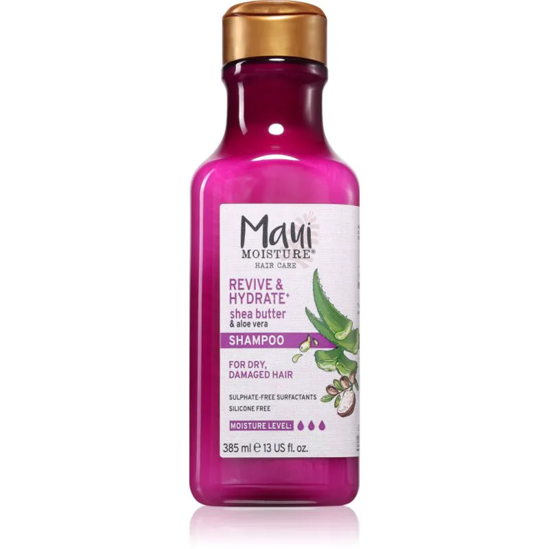 Maui Moisture Revive & Hydrate + Shea Butter & Aloe Vera ενυδατικό και αναζωογονητικό σαμπουάν για ξηρά και κατεστραμμένα μαλλιά 385 ml