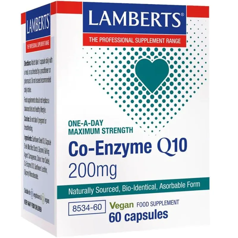 Lamberts Co-Enzyme Q10 Συμπλήρωμα Διατροφής για την ενίσχυση Παραγωγής Ενέργειας σε Κυτταρικό Επίπεδο με Αντιοξειδωτικές Ιδιότητες 200mg, 60caps