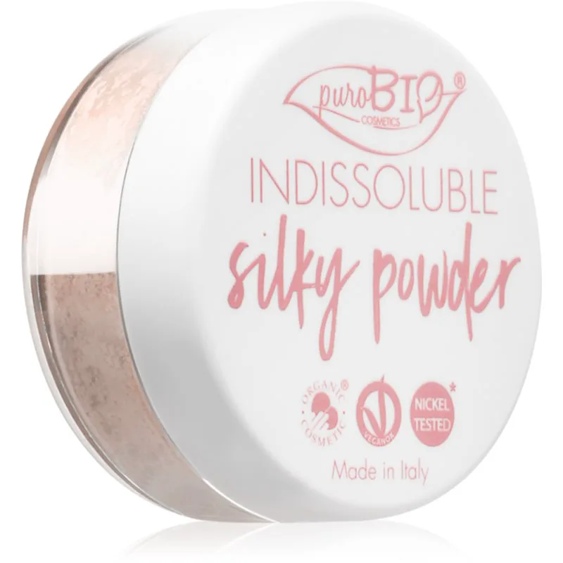 puroBIO Cosmetics Indissouble ματ πούδρα σκόνη απόχρωση 02 Peachy Ροζ 8 γρ