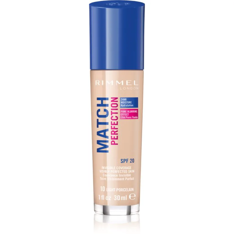 Rimmel Match Perfection υγρό μεικ απ SPF 20 απόχρωση 010 Ligh Porcelain 30 ml