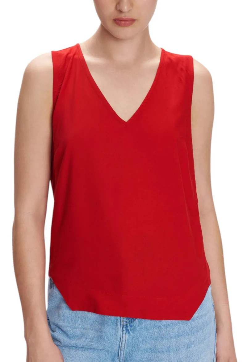Top Ale Αμάνικο Με V 8918862D-RED Γυναικείο