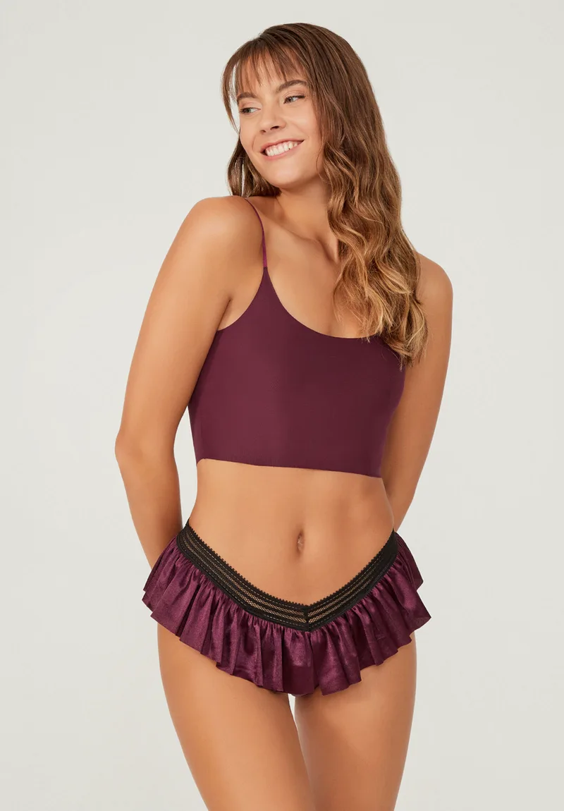 Στρινγκ Σατέν Πλισέ Cottonhill Cheerleaders CH6039-Μωβ