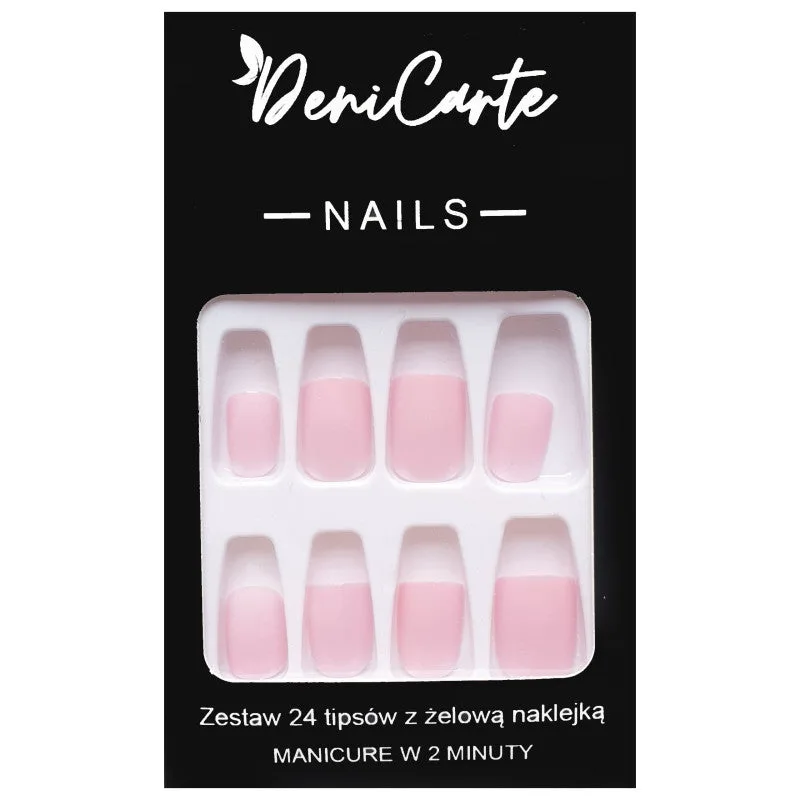 Deni Carte Tipsy Square Pink Fake Nail Set | Pink