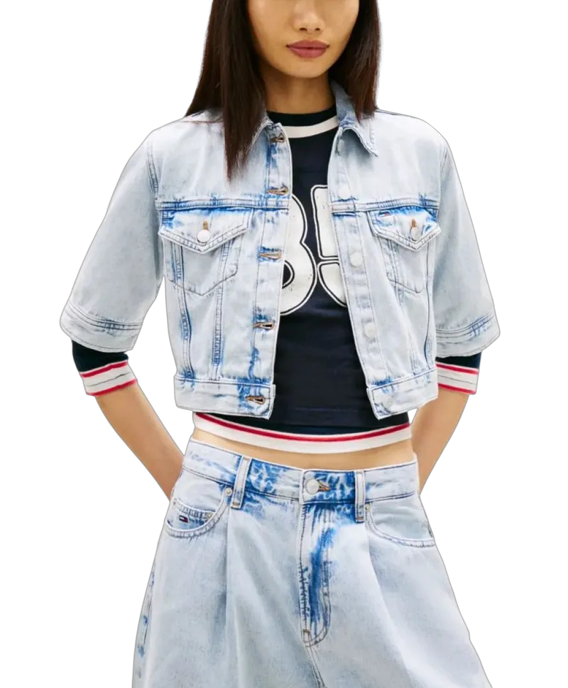 Γυναικείο Cropped Τζιν Μπουφάν Γαλάζιο Tommy Jeans DW0DW22388-1AB
