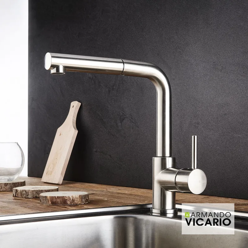 Μπαταρία κουζίνας Armando Vicario Fluo 18580-110 Inox Σατινέ Ματ (Ύψος 26.8cm)