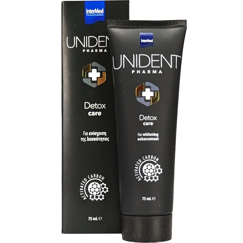 Intermed Unident Pharma Detox Care Οδοντόκρεμα με Φθόριο για την Απομάκρυνση των Δυσχρωμιών 75ml