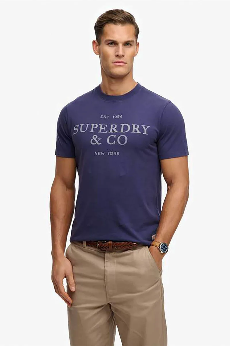 Superdry ανδρικό T-shirt με λογότυπο Relaxed Fit "1954 Company" - M1012392A Μπλε