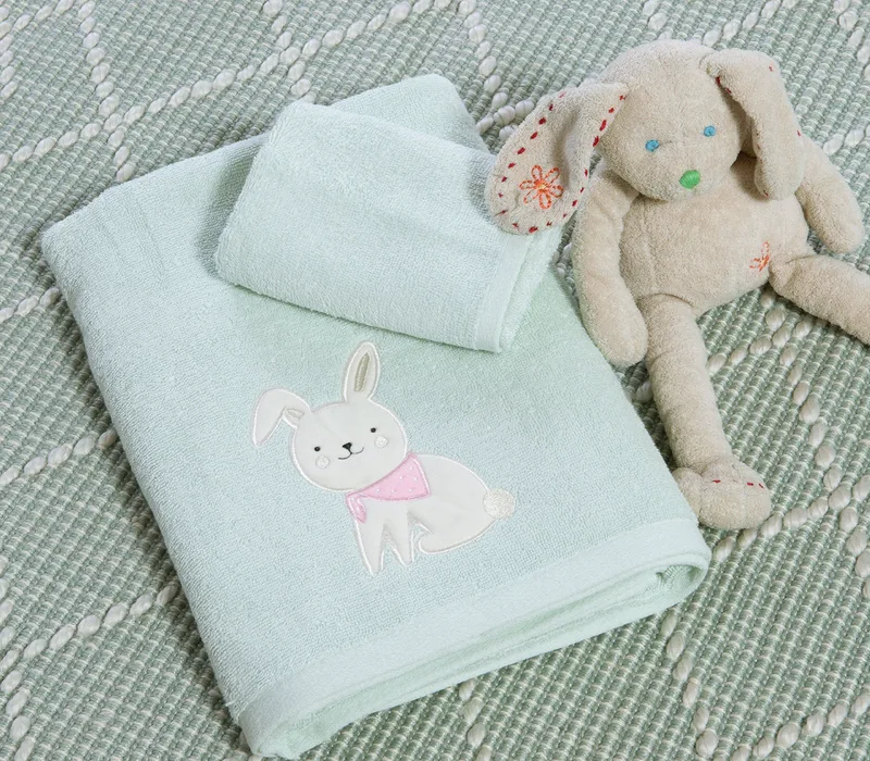 Σετ Βρεφικές Πετσέτες 2 Τεμαχίων Nef-Nef Pic Nic Together Milky Green 30x50+70x140