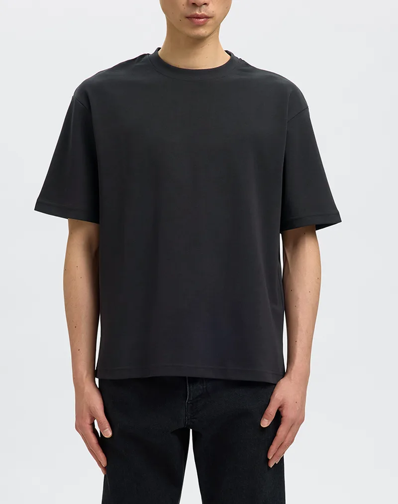 SELECTED SLMLOOSEOSCAR SS O-NECK TEE NOOS 16094143-BLACK Black