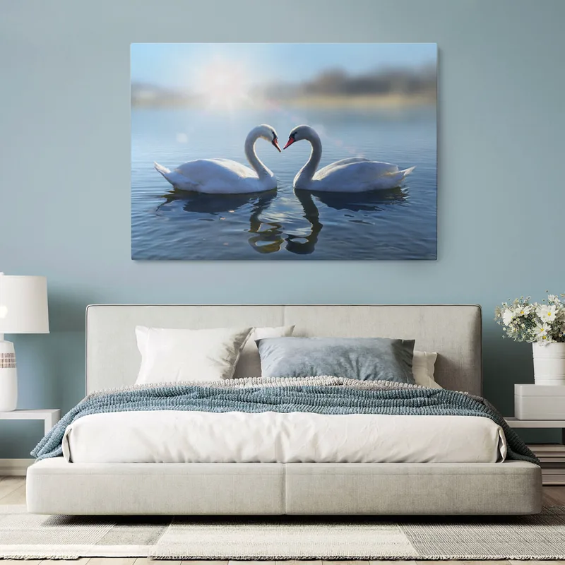 Πινακας σε καμβά ROMANTIC SWANS
