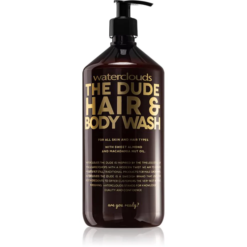 Waterclouds The Dude Hair & Body Wash τζελ για ντους και σαμπουάν 2 σε 1 1000 ml