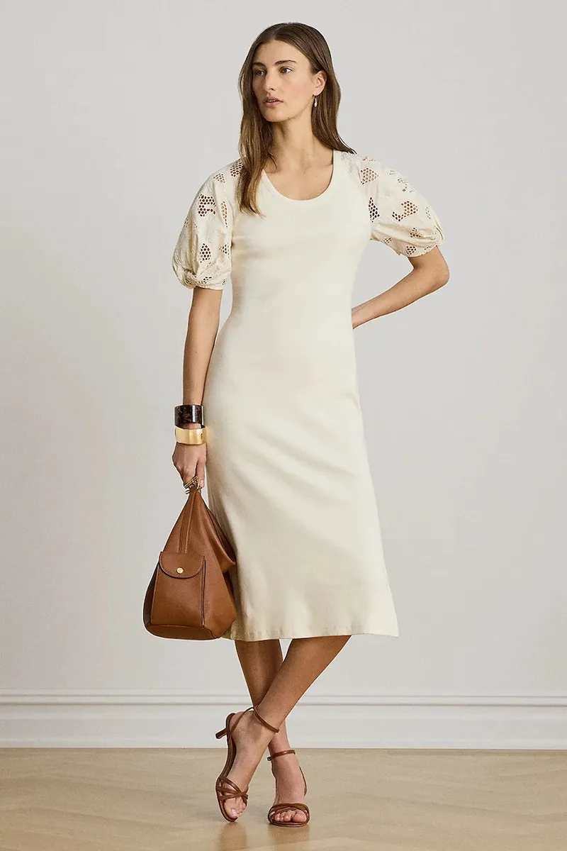 Lauren Ralph Lauren φόρεμα βαμβάκι με ελαστάν