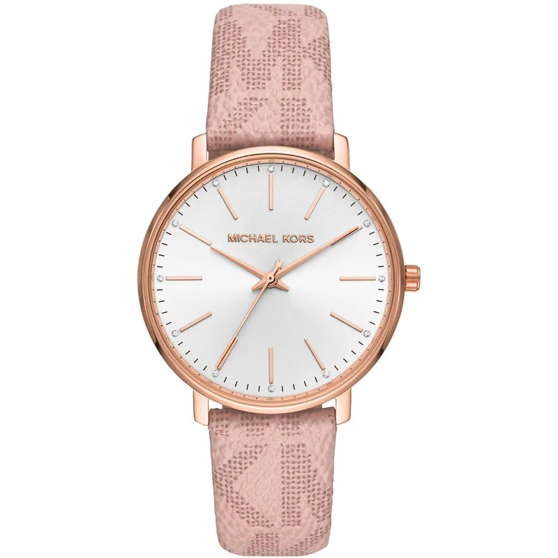 Michael KORS Pyper Crystals Ροζ Leather Strap MK2859