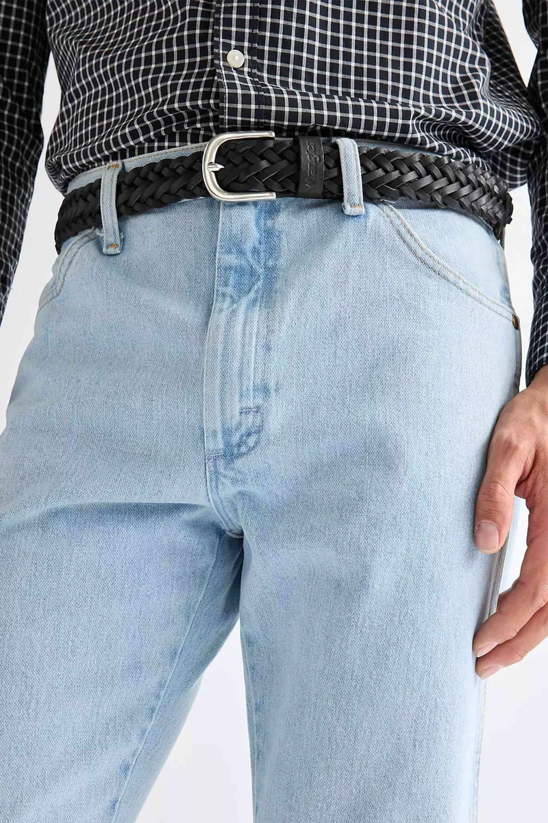 Wrangler® ανδρική δερμάτινη ζώνη με πλεκτό σχέδιο - 112378832 Μαύρο