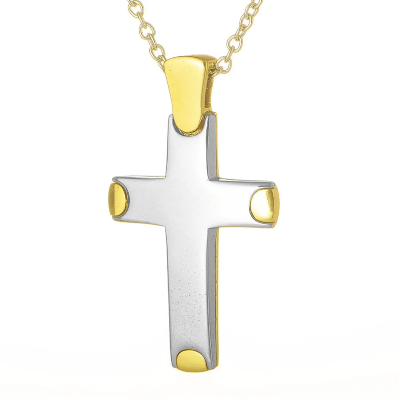 Σταυρός Unisex Δίχρωμος Χρυσός χωρίς αλυσίδα κ.14, Gatsa, κωδ.ΣΤΦΧ006