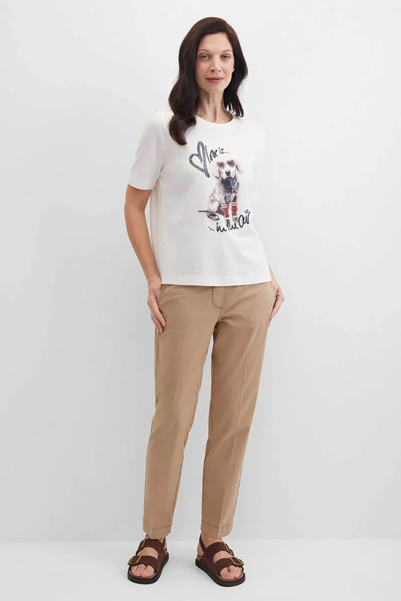 Gerry Weber γυναικείο παντελόνι cropped Tapered Fit - N67085144038 Καμηλό
