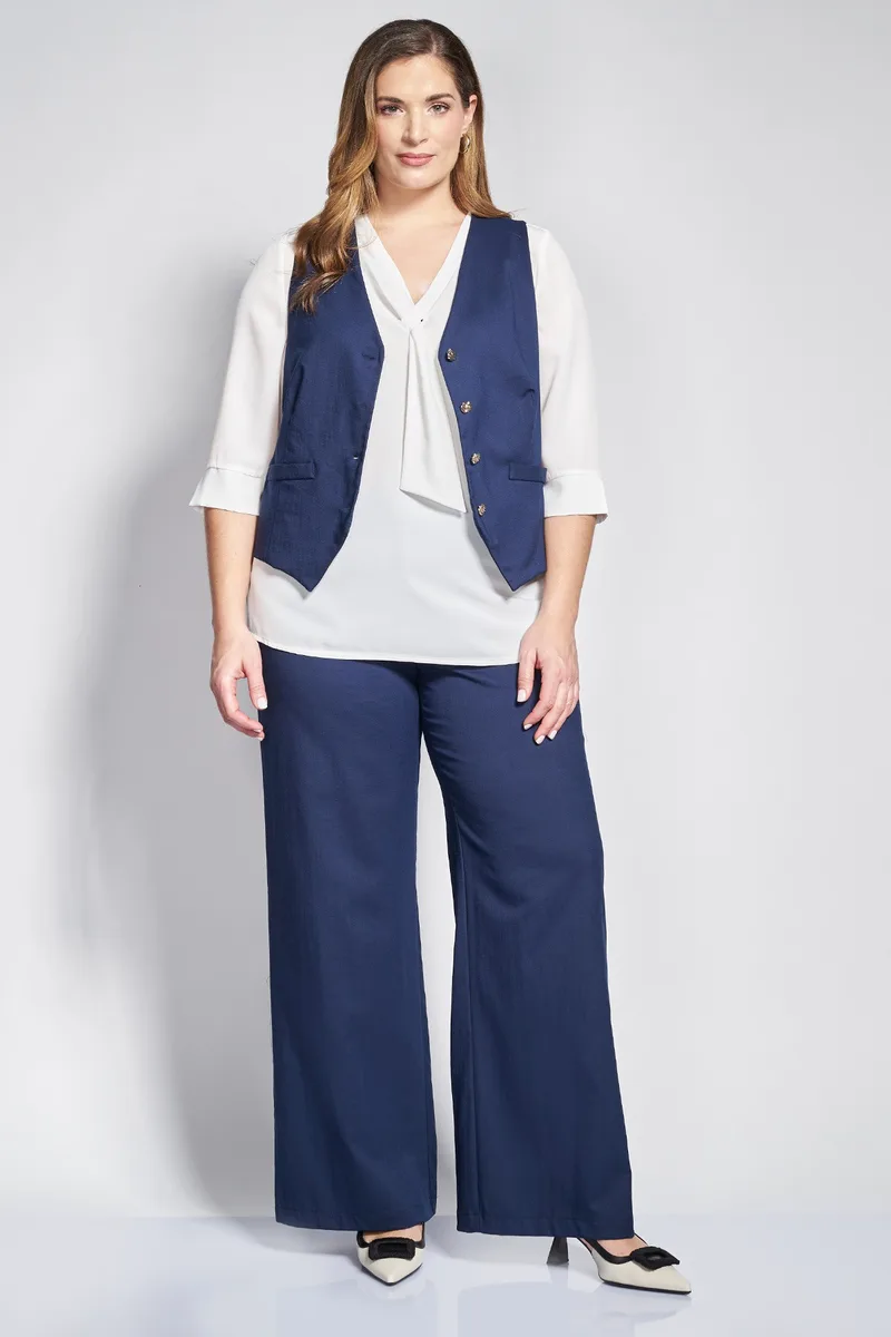 Παντελόνι σε linen look με φαρδιά μπατζάκια