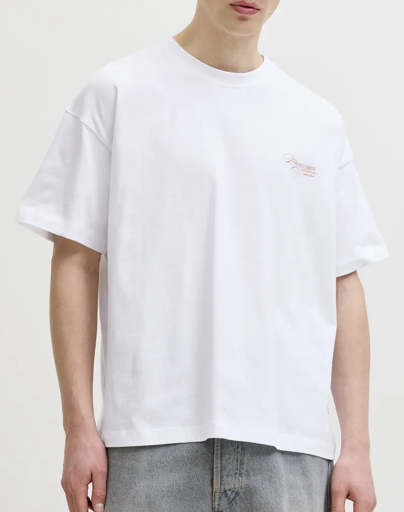 JACK & JONES JORSANREMO BACK TEE SS CREW NECK SN 12296724-BRIGHT WHITE White