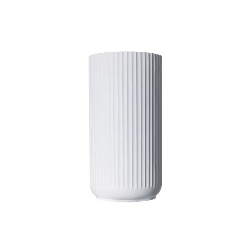 Supergreens Γλάστρα Πήλινη Κύλινδρος "Stripe" Λευκή S 26x26x50 εκ.