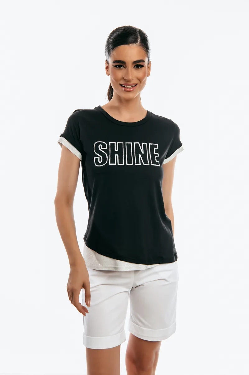 ΜΠΛΟΥΖΑ ΚΟΝΤΟΜΑΝΙΚΗ ΜΕ ΤΥΠΩΜΑ SHINE Μαύρο