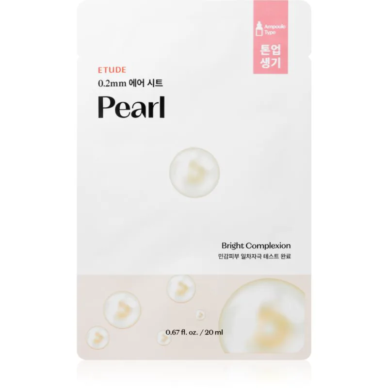 ETUDE 0.2 Therapy Air Mask Pearl λαμπρυντική υφασμάτινη μάσκα λάμψης με αναζωογονητική δράση 20 ml