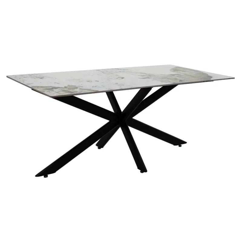 Τραπέζι Bethan pakoworld sintered stone λευκό μαρμάρου-μαύρο 180x90x75εκ - PAKO WORLD - 101-000067