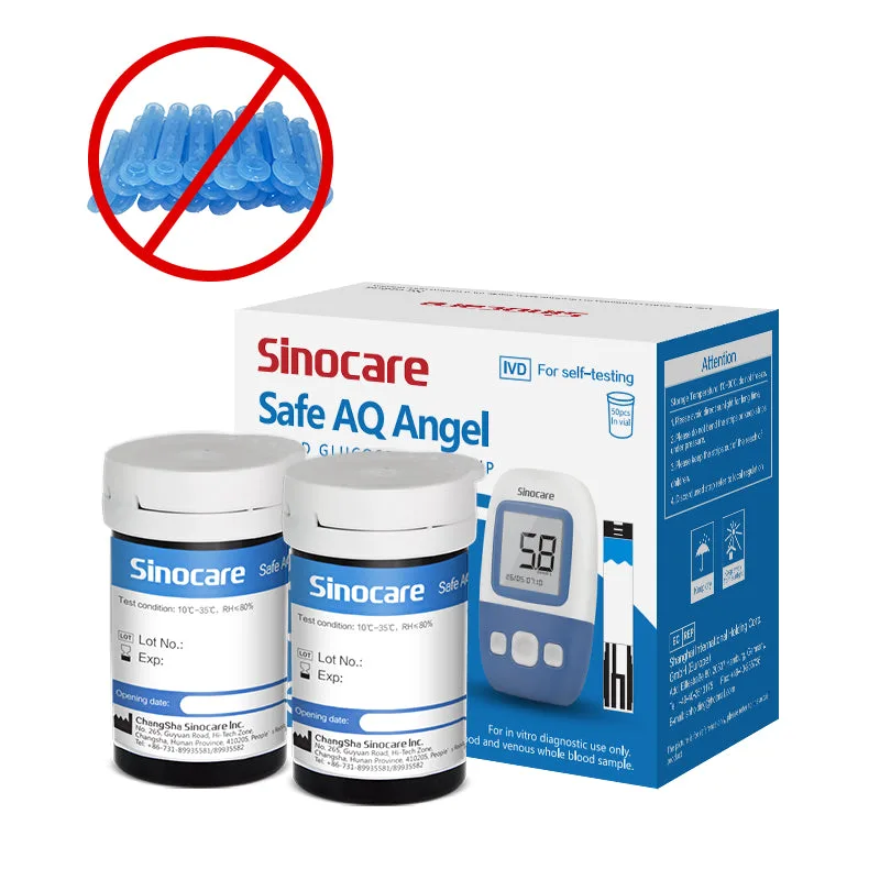 [50pcs] Sinocare Glucometer Glucose Test Strips without Lancets | Safe AQ Angel