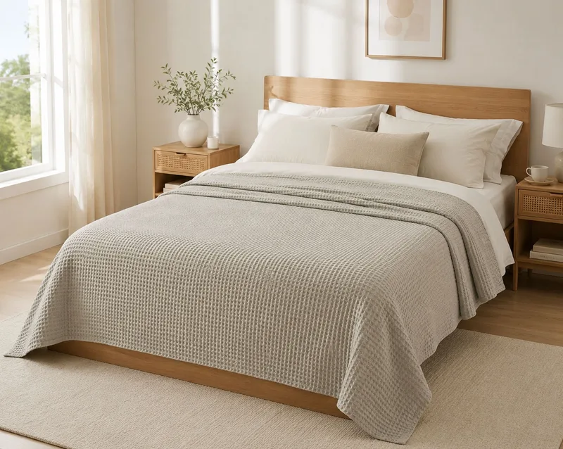 Κουβέρτα Πικέ Βαμβακερή Υπέρδιπλη 230x250εκ. Sanforized Reactive Light Grey 7138009-LG (Ύφασμα: Βαμβάκι 100%, Χρώμα: Γκρι, Μέγεθος: Υπέρδιπλα) - KOMVOS HOME - 7138009-LG